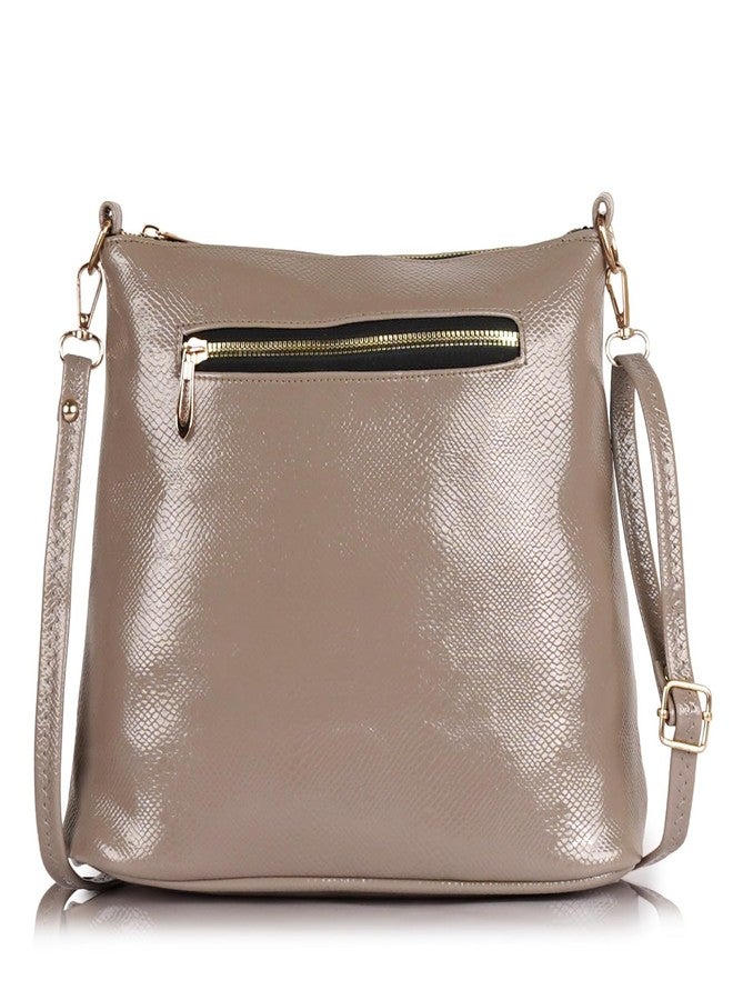 Daniel Clark حقيبة كتف أنيقة متعددة الجيوب من الجلد الصناعي من دانيال كلارك، مزودة بحزام قابل للتعديل وسحاب مزدوج، حقيبة يد نسائية (بيج) - Image 3